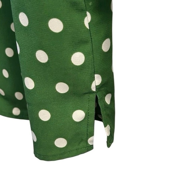 Susan Graver Women's M Green Polka Dot Button Down Blouse 3/4 Sleeve - Picture 4 of 11